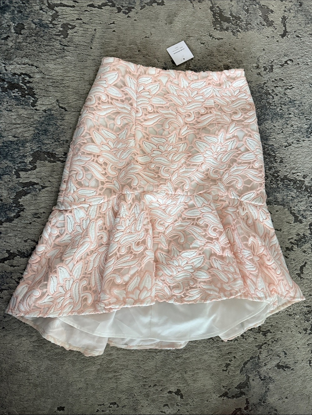 Embroidered Pink Lace Peplum Skirt